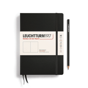 Leuchtturm, Medium (A5) Hardcover, Plain, Black: libreta blanca, 249 hojas numeradas