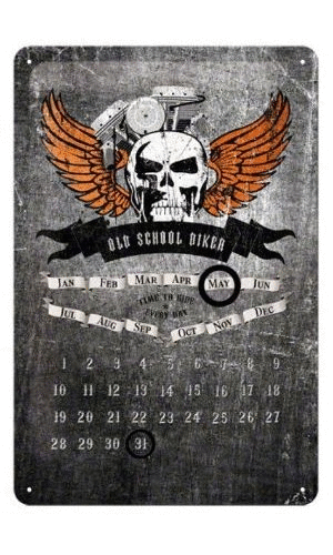 Old School Biker Skull: calendario metálico (22171)