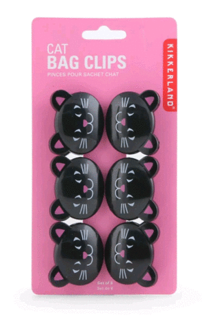 Cats black, Bag Clips: 6 sujetadores de bolsas (BC05CA)