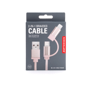 2 in 1 Braided Cable, Rose Gold: cable USB para celular (US237-RG)