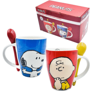 Peanuts, Snoopy & Charlie, Mug with Spoon: Set de 2 tazas con cuchara