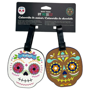Calaveras de chocolate y azúcar: set de 2 identificadores de maleta