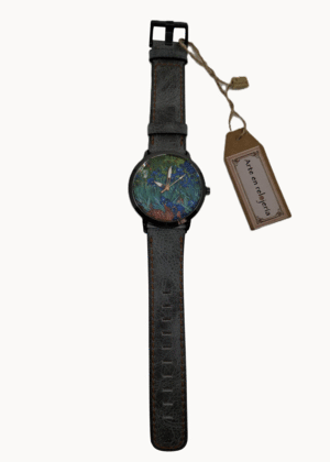 Van Gogh, lirios, mediana, negro, gris: reloj de pulsera