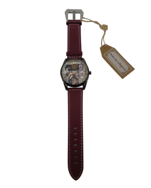 Klimt, el árbol de la vida, mediana, negro, vino: reloj de pulsera