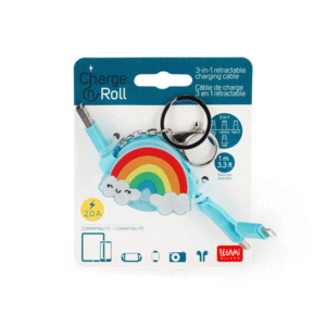 Charge Roll, Rainbow, 3-in-1: cable USB retractril