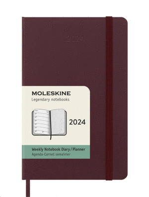 Moleskine, Weekly, Burgundy Red, 12M, Large, Hard: agenda semanal 2024