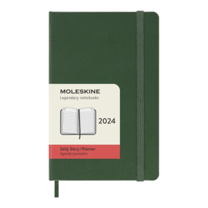 Moleskine, Daily, Myrtle Green, 12M, Pocket, Hard: agenda diaria 2024