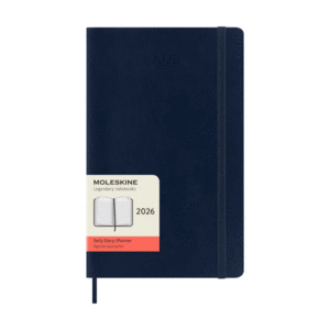 Moleskine, Daily, Sapphire Blue, 12M, Large, Soft: agenda diaria 2026
