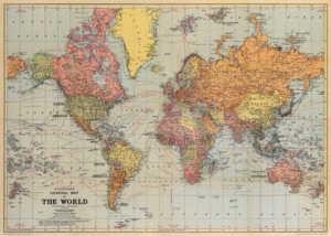 World Map, Vintage Poster: papel decorativo