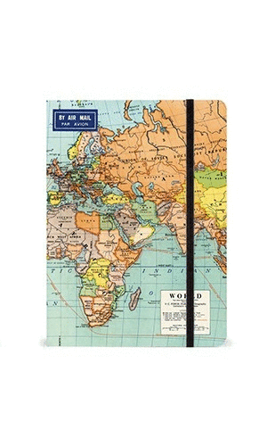 World Map 2: libreta grande rayada 