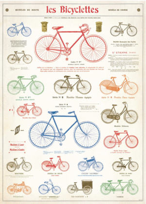 Les Bicyclettes, Vintage Poster: papel decorativo