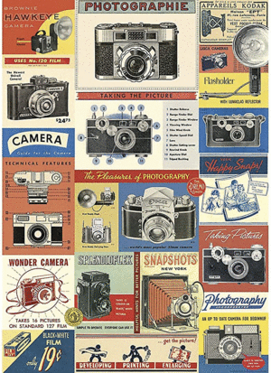 Cameras, Vintage Poster: papel decorativo
