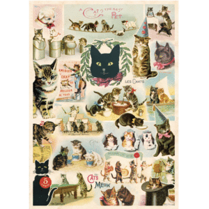 Cat Collage, Vintage Poster: papel decorativo