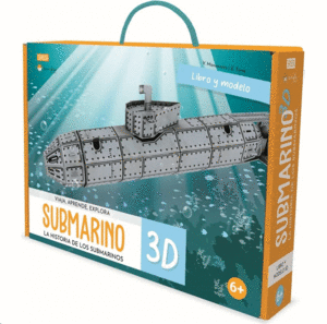 Construye el submarino, puzzle 3D: modelo armable de cartón