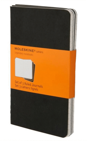 Moleskine Cahier, Black, Pocket, Ruled, Soft: set de 3 libretas