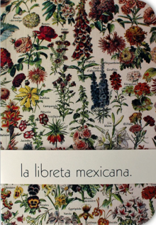 Chile Cabrón, línea marfil, vintage flowers: libreta cosida 15x21 cm.