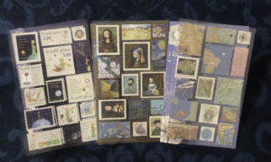 Vintage Postage Stamps: timbres postales (set de 2 planillas) (varios modelos)