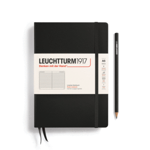Leuchtturm, Medium (A5) Hardcover, Ruled, Black: libreta rayada, 249 hojas numeradas