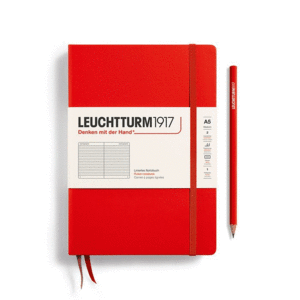 Leuchtturm, Medium (A5) Hardcover, Ruled, Red: libreta rayada, 249 hojas numeradas