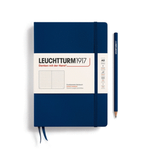 Leuchtturm, Medium (A5) Hardcover, Dotted, Navy: libreta punteada, 249 hojas numeradas