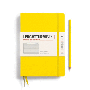 Leuchtturm, Medium (A5) Hardcover, Ruled, Lemon: libreta rayada, 249 hojas numeradas