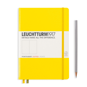 Leuchtturm, Medium (A5) Hardcover, Dotted, Lemon: libreta punteada, 249 hojas numeradas