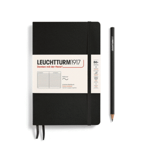 Leuchtturm, Paperback (B6+) Ruled, Softcover, Black: libreta rayada, 123 hojas numeradas