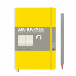 Leuchtturm, Paperback (B6+) Ruled, Softcover, Lemon: libreta rayada, 123 hojas numeradas