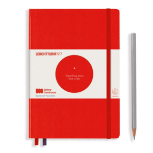 Leuchtturm, Bauhaus 100, Notebook, Red, Medium (A5), Dotted, Hardcover: libreta punteada, 251 páginas numeradas