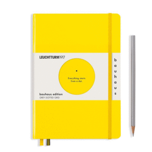 Leuchtturm, Medium (A5), Hardcover, Lemon, Bauhaus 100: libreta punteada, 251 hojas numeradas