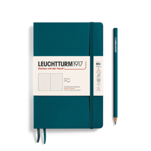 Leuchtturm, Paperback (B6+) Dotted, Softcover, Pacific Green: libreta punteada, 123 hojas numeradas