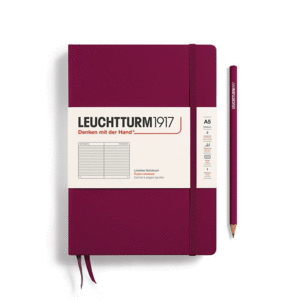 Leuchtturm, Medium (A5) Ruled, Hardcover, Port Red: libreta rayada, 251 hojas numeradas