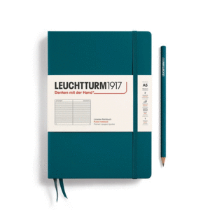 Leuchtturm, Medium (A5) Ruled, Hardcover, Pacific Green: libreta rayada, 251 hojas numeradas