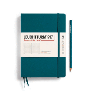 Leuchtturm, Medium (A5), Dotted, Hardcover, Pacific Green: libreta punteada, 251 hojas numeradas