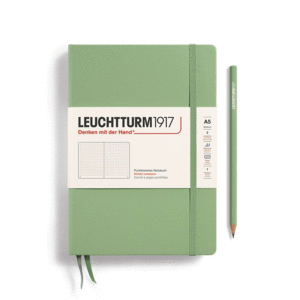 Leuchtturm, Medium (A5) Dotted, Hardcover, Sage: libreta punteada, 251 hojas numeradas