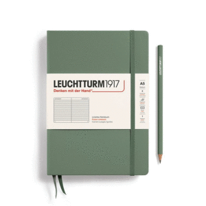Leuchtturm, Hardcover Medium (A5), Ruled, Olive: libreta rayada, 251 hojas numeradas