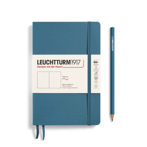 Leuchtturm, Paperback (B6+) Plain, Softcover, Stone Blue: libreta blanca, 123 hojas numeradas