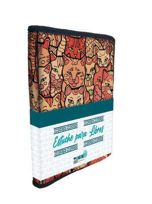 Mosaico de gatos: portalibros de tela