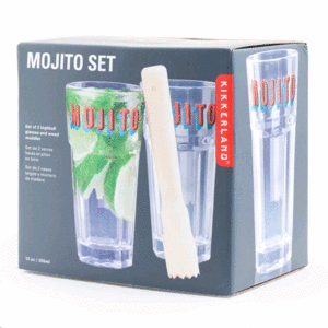 Mojito Glass Set and Muddler: set de 2 vasos para mojitos (BA63)
