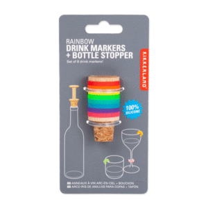 Rainbow Wine Rings + Stopper: anillos arcoiris para vino (BA91)