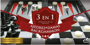 Ajedrez, Damas, Backgammon: juego de mesa 3 en 1