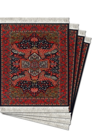 Art-Deco Sarouk CoasterRug Set: portavasos (SSA-C)