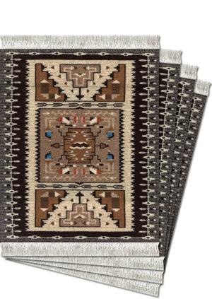 Bessie Barber Navajo CoasterRug Set: portavasos (MBB-C)