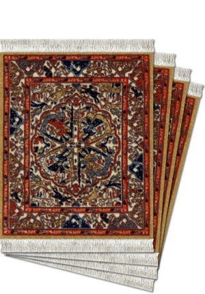Dusty Gold Ancient Oriental CoasterRug Set: portavasos (APC-C)