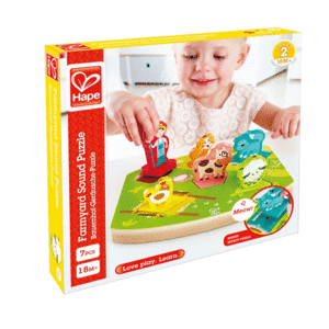 Farmyard Sound Puzzle: juguete de madera interactivo