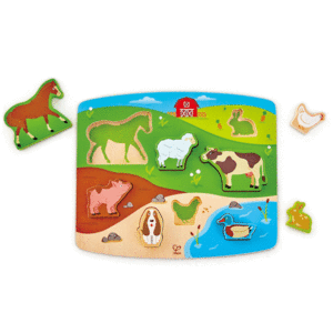 Farm Animal Puzzle & Play: rompecabezas de madera