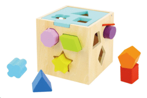 Shape Sorter: cubo de ensarte de madera