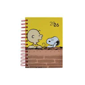 Snoopy, doble espiral, amarillo: agenda diaria 2026