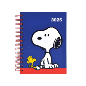 Snoopy, doble espiral, azul: agenda diaria 2025