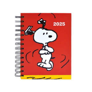 Snoopy, doble espiral, rojo: agenda diaria 2025